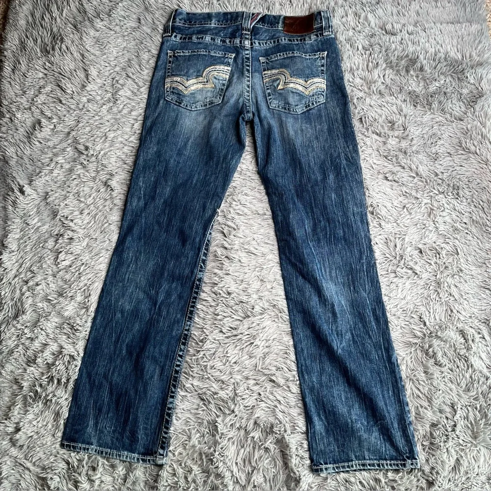 Big Star Jeans Mens Size 31 Pioneer Regular Bootcut Whiskered Distressed Blue